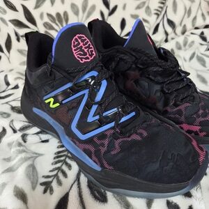 New Balance Black Athletic Sneakers with Blue and Pink Accents